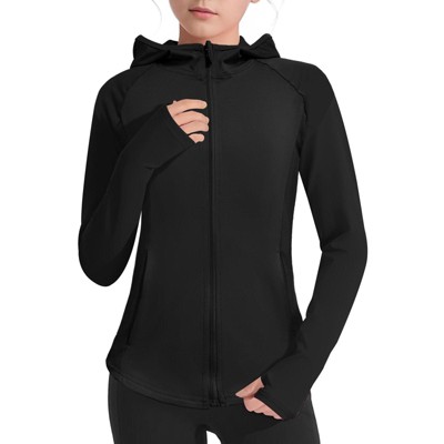 Girls Lightweight Jacket Long Sleeve Zip Up Athletic Hoodie Top Fishing Hiking Sun Protection Outerwear