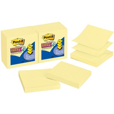 Post-it Sticky Pop Up Notes, 3 x 3 Inches, Yellow, 12 Pads with 90 Sheets
