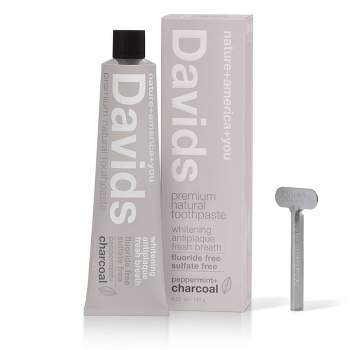 Davids Antiplaque & Whitening Premium Natural Toothpaste Fluoride Free Charcoal Peppermint - 5.25oz