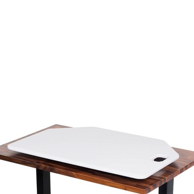 White Pneumatic Height Adjustable Corner Standing Desk Converter