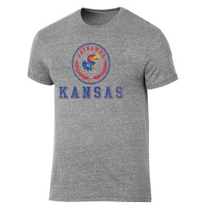 NCAA Kansas Jayhawks Men's Gray Tri-Blend T-Shirt - 1 of 3