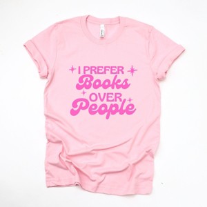 I Prefer Books Over People Stars - Women's Short Sleeve Graphic T-Shirt - 1 of 4