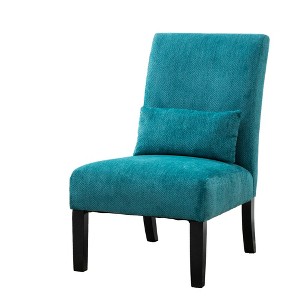 XINGHANZHENXUAN Armless Accent Chair with Matching Pillow, Solid Wood Legs, Modern Seating for Living Room, Bedroom - 1 of 4