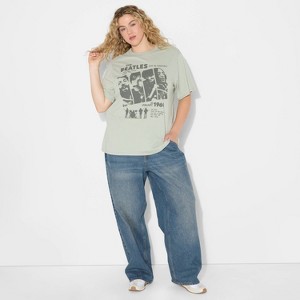 Women's The Beatles Short Sleeve Graphic T-Shirt - Green - 1 of 3