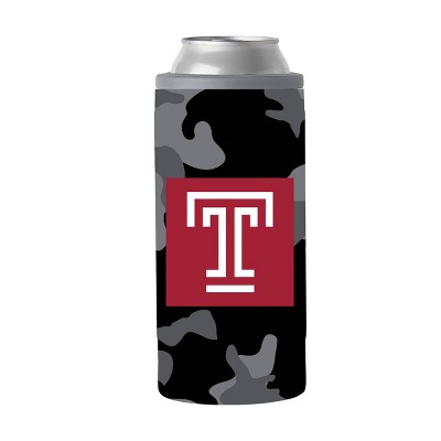 NCAA Temple Owls 12oz Black Camo Slim Can Cooler