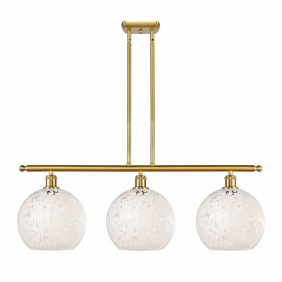 White Mouchette - 3 Light Stem Hung Island In Modern Style-12.25 Inches Tall and 36.5 Inches Wide