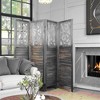 MAYEERTY Freestanding Room Dividers, 6FT Carved Wood Folding Privacy Screens, Rustic Brown - 2 of 4