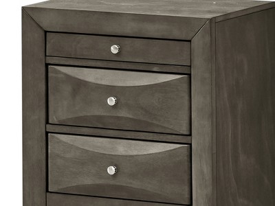 Gray Wood Veneer 3-Drawer Nightstand