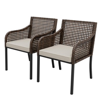 EAGLE PEAK Sienna Bay Outdoor Patio Dining Chair with Cushions (Set of 2)