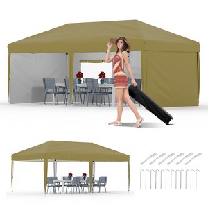 10x20 Pop Up Canopy Tent with 4 Sidewalls,Heavy Duty Outdoor Canopy with 3 Adjustable Height, Commercial Street Vendors Party Tents - 1 of 4