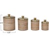 Storied Home Rattan Wrapped Stainless Steel Canisters, Set of 4, Brass Finish - 2 of 4
