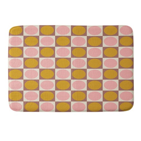 June Journal Autumn Checkerboard Memory Foam Bath Rug Cream - Deny Designs: Machine Washable, Microfiber, Rectangular Bath Mat - image 1 of 3