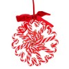 5.0 Inch Peppermint Wreath Red And White Tree Ornaments - 2 of 3