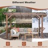 ACEPANO 157.68 in. W Wooden BBQ Pavilion with Metal Roof & Bar Counter-Brown - 3 of 4