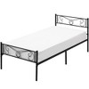 Whizmax Black Twin Size Bed Frame with Storage, Metal Bed Frame with Vintage Pattern Headboard and Footboard, Mattress Foundation, Easy Assembly - image 4 of 4