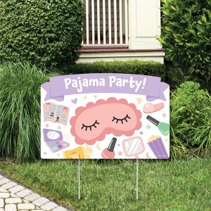 Big Dot of Happiness Pajama Slumber Party - Girls Sleepover Birthday Party Yard Sign Lawn Decorations - Pajama Party Party Yardy Sign - 1 of 4