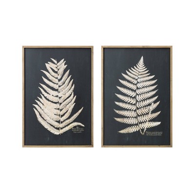 27.5" x 39.3" (Set of 2) Styles Wood Framed Decorative Wall Art with Fern Leaf - 3R Studios