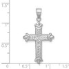 Black Bow Jewelry 14k White Gold Hollow Reversible Fleur de Lis Cross Pendant, 19 x 35mm - 4 of 4
