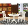 HomeStock 3-Pc Linen White Finish Solid Wood Top - Round Dining Room Set - Seats 4 - 2 of 4