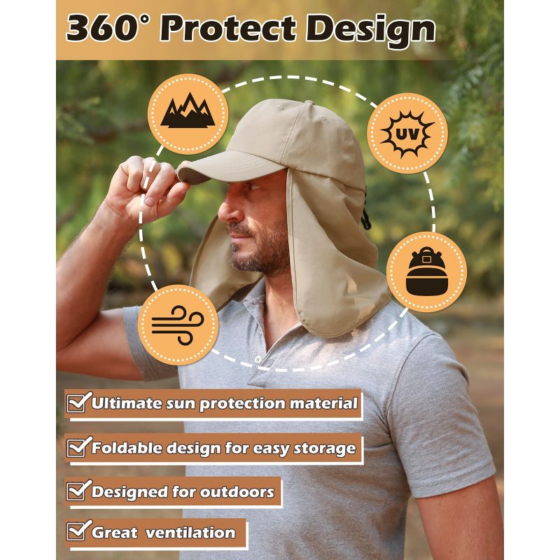 Solaris Flap Cap UPF 50+ UV Sun Protection Fishing Hat for Outdoors Safari, 2 of 7