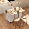HOMCOM Kitchen Island on Wheels, Rolling Kitchen Cart with Rubber Wood Drop Leaf, 3 Drawers, Storage Cabinets, Spice Rack and Towel Rack, White - 3 of 4