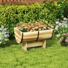 Tangkula 2 Pack Rustic Half Barrel Planters Wooden Flower Boxes with Acacia Wood Frame - 3 of 4