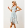 Allegra K Women's Wrap Ruffle High Low Hem Round Neck Keyhole Back Sleeveless Floral Dress - 3 of 4