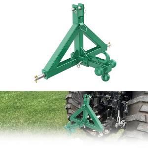 3 Point Hitch Receiver for Category 1 Tractor, 2 in Receiver, 3 Ball & Hook, Heavy Duty Trailer Hitch - 1 of 4