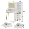 GustoWave Fluted Vanity Desk with Mirror and Lights, Makeup Vanity Desk with 5 Drawers,3 Color Adjustable Lighting, Power Outlet, Dressing Table - 2 of 4