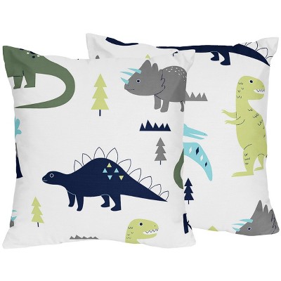 Sweet Jojo Designs Decorative Throw Pillows 18in. Mod Dinosaur Blue and Green 2pc