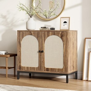 Rattan Sideboard Buffet Cabinet - Kitchen Storage Cabinet with Adjustable Shelf, Suitable for Living Room, Hallway, Kitchen - 1 of 4