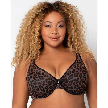 Curvy Couture Women's Sheer Mesh Full Coverage Unlined Underwire Bra