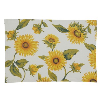 Yellow Sunflower Print Polyester Placemats, Set of 4