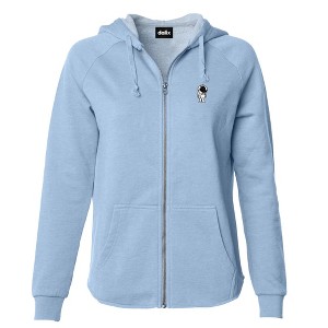 Dalix Astronaut Embroidered Fleece Zip Washed Hoodie Cold Fall Winter Women - 1 of 4