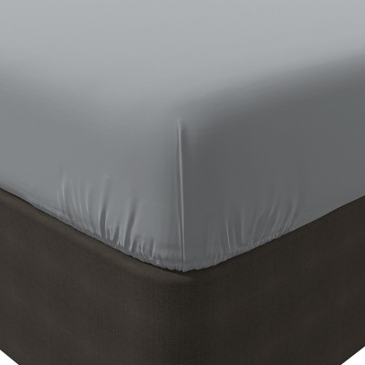 Light Gray Queen Cotton Percale Fitted Sheet Set