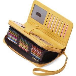 Hachikiko Womens PU Leather Credit Card Holder Wallet - RFID Blocking 45 Slots Large Capacity Bifold Zipper Card Case Organizer - 1 of 4