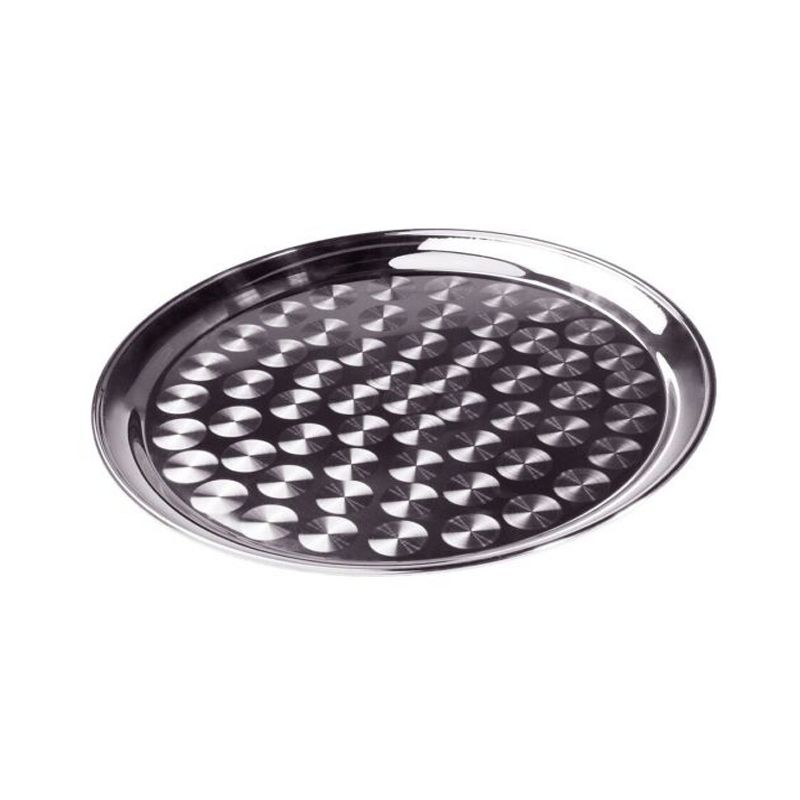 Winco Serving Tray with Swirl Pattern, Stainless Steel, Round, 3 of 4
