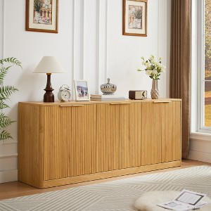 ModernLuxe Wavy Sideboard with Curved Design, Storage Cabinet Versatile TV Stand & Vintage Style Accent Cabinet - 1 of 4