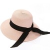Anna-Kaci Wide Brim Straw Sun Hat with Black Ribbon Bow Adjustable Chin Strap Inner Sweatband for Outdoor and Travel Use - 3 of 4