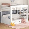 PAGED Twin over Full Bunk Bed Simple Pine Bed Frame with Trundle, Storage Stair and Guardrail for Bedroom - 2 of 4