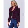 INSPIRE CHIC Women's Autumn Winter Cropped Notch Lapel Faux Fur Fluffy Jacket - 3 of 4