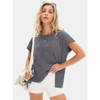 EXLURA Womens Summer Oversized Tops Short Sleeve Crewneck Waffle Shirts Casual Blouses - 3 of 4