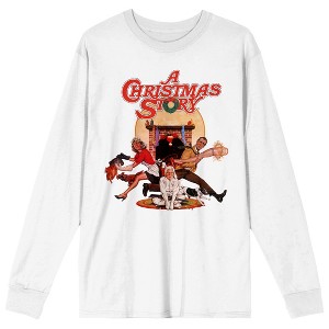 A Christmas Story Classic Poster Art Women's White Long Sleeve Crew Neck Tee - 1 of 3