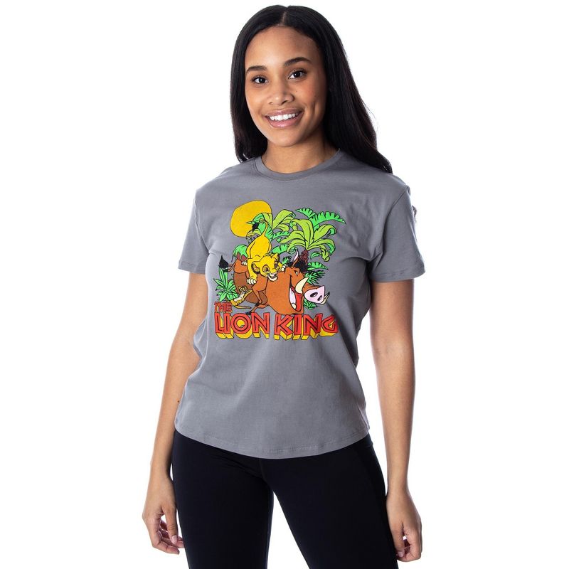 Disney Women's Lion King Shirt Simba Timon Pumbaa Distressed Print T-Shirt, 1 of 7