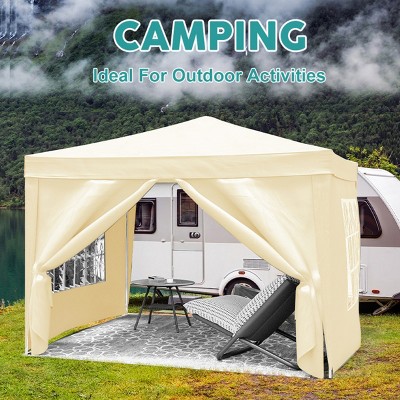 10×10 FT Gazebo, Portable Folding Canopy with Removable Sidewalls, UV-Resistant Gazebo, Gazebo with Weight Bag and Carry Bag-Coolbibila