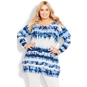 Avenue Women's Plus Size Leisure Button Tunic - 1 of 4