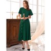 INSPIRE CHIC Women Ruffle Front Side Slit Crew Neck Short Sleeve Midi Cocktail Formal Dresses - 3 of 4