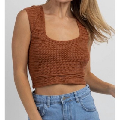Women's CROCHET CROSS-TIE CROP TOP - Polagram