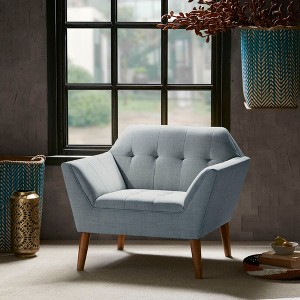 Ridstar Upholstered Modern Soft Lounge Chair & Accent Chair With Arm Support And Solid Leg-Light Blue - 1 of 4