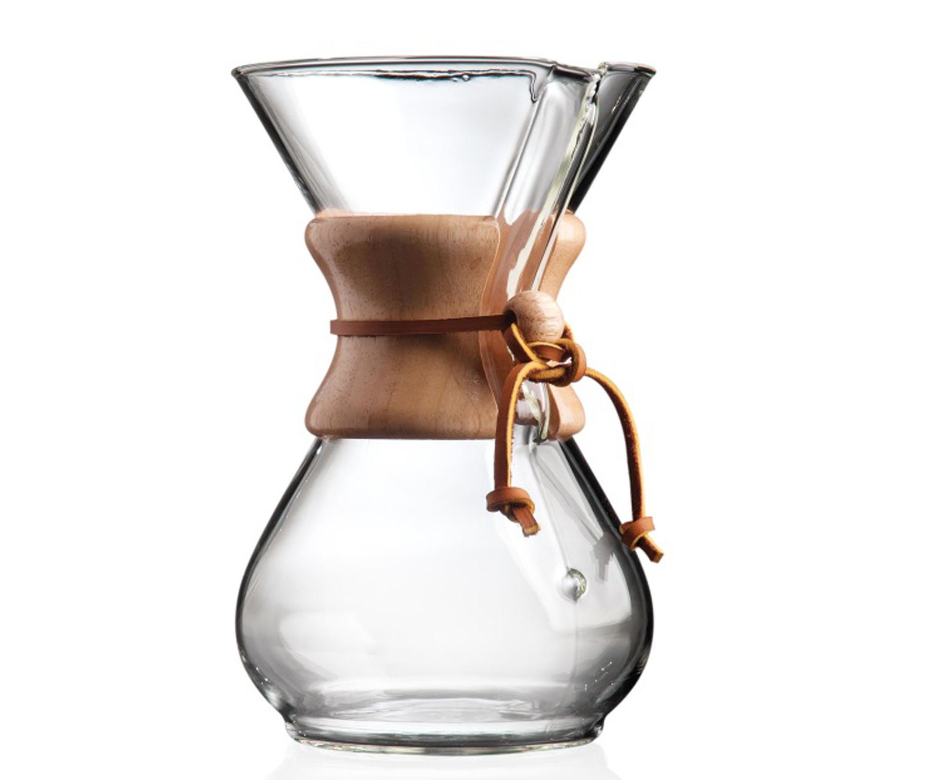 CHEMEX – Pour-Over Glass Coffeemaker – Classic Series – 6-Cup Capacity – Non-Porous Borosilicate Glass Brewer – Exclusive Packaging